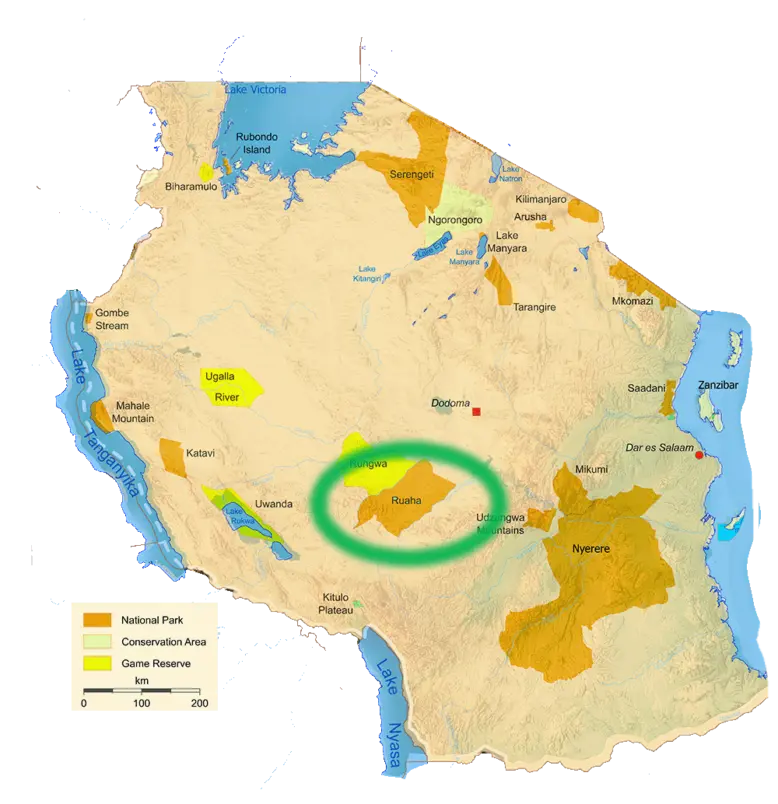 Ruaha Map Tanzania