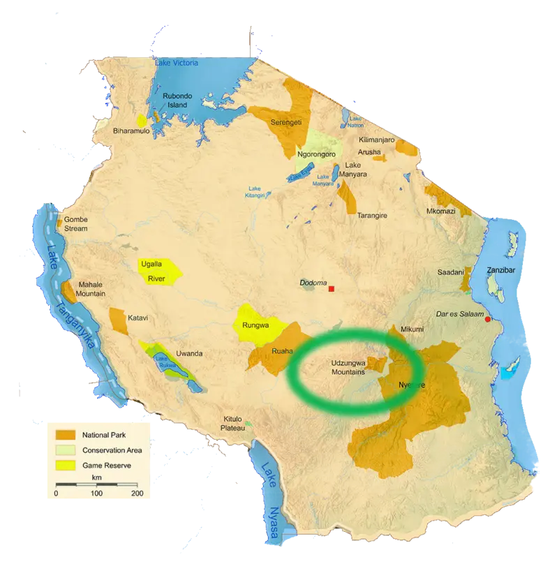 Uzungwa Mountains NP Endelevu map